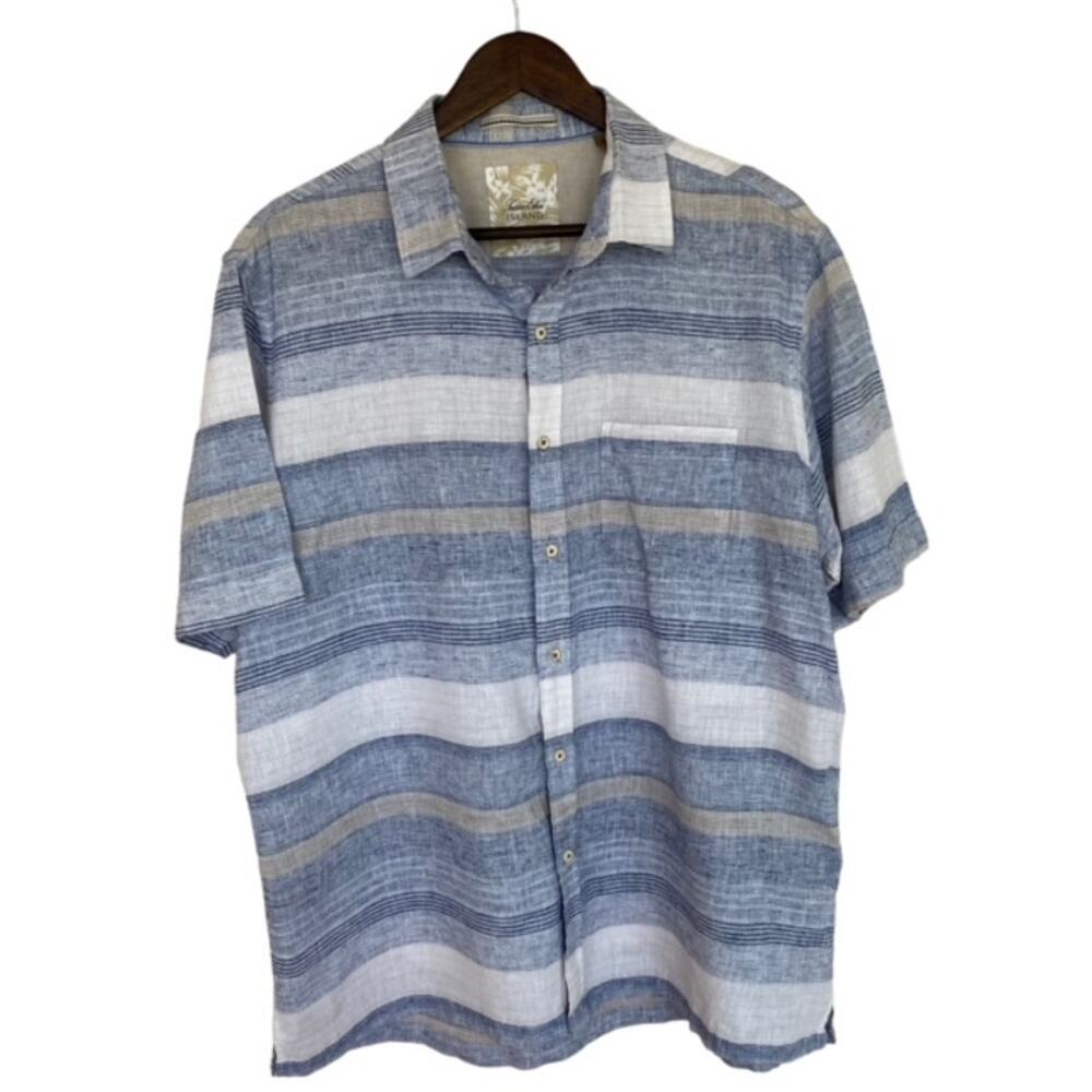 Tasso Elba Blue Striped Button Up - Large
